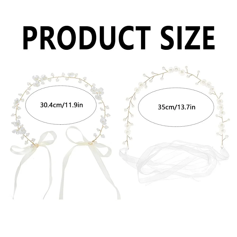 Вінок для волосся з квітами і перлами, 2 шт, фото №2