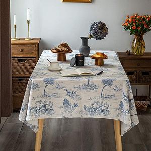Скатертина Glory Season Rustic лляна з принтом 52 x 70 дюймів (132 x 178 см) Синя synthetic.ua - Фото 1