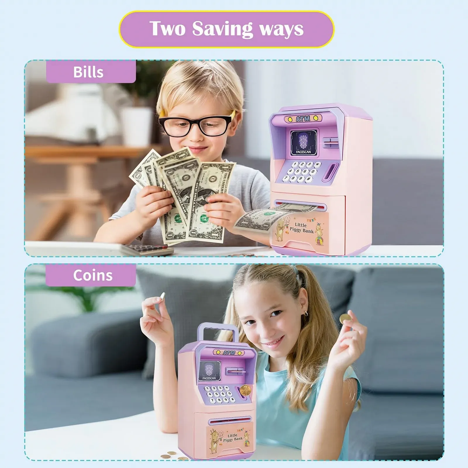 Скарбничка-сейф Електронна Банкомат із паролем та купюроприймачем, фото №6