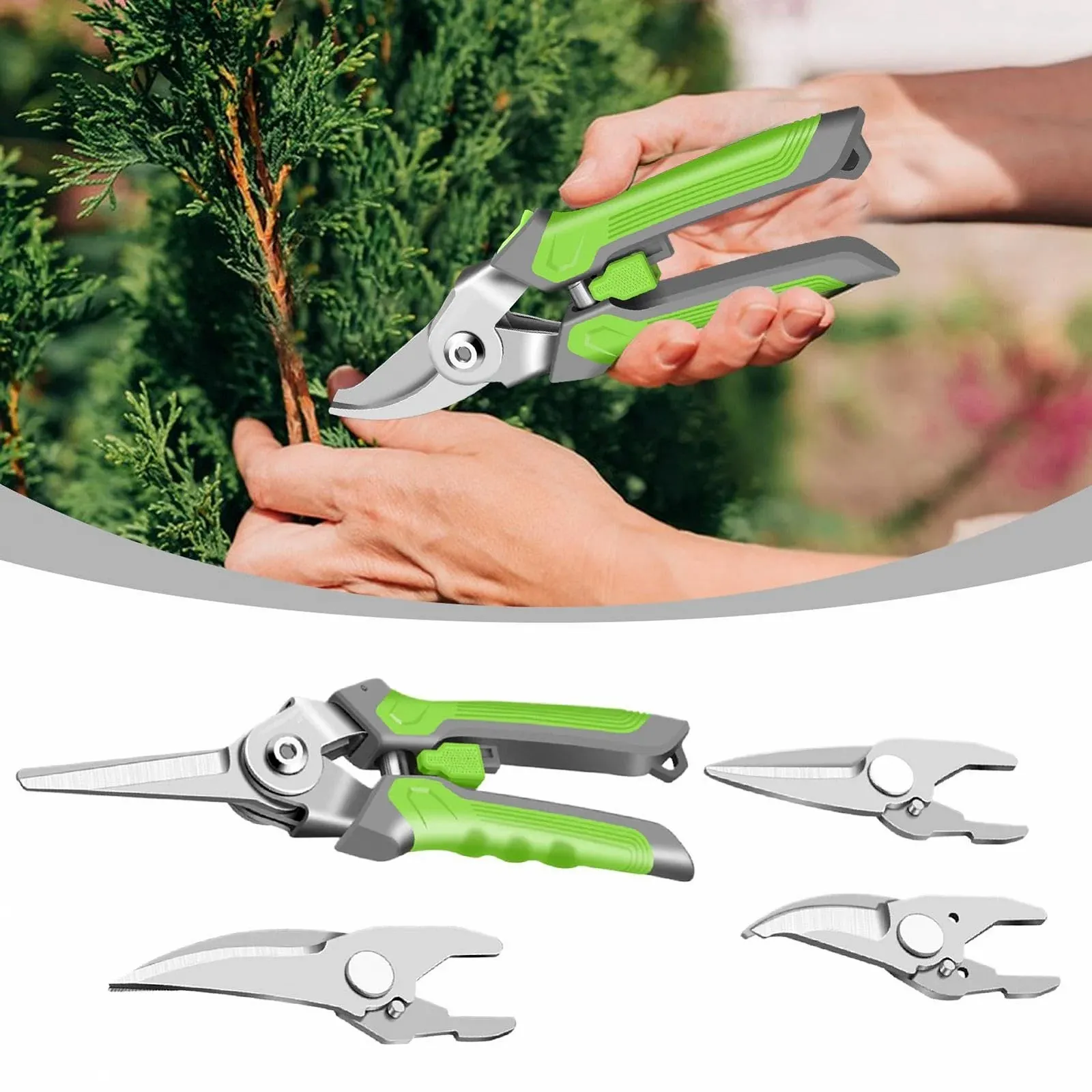 Секатор садовий 4-в-1 зі змінними головками Сталь та Поліпропілен, фото №3