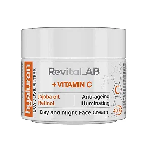 Купити Денний та нічний крем RevitaLAB Hyaluronic Anti-Ageing з вітаміном C, олією жожоба та UV-фільтрами 40-55 років 50 мл - Фото 1 Денний та нічний крем RevitaLAB Hyaluronic Anti-Ageing з вітаміном C, олією жожоба та UV-фільтрами 40-55 років 50 мл - Фото 1