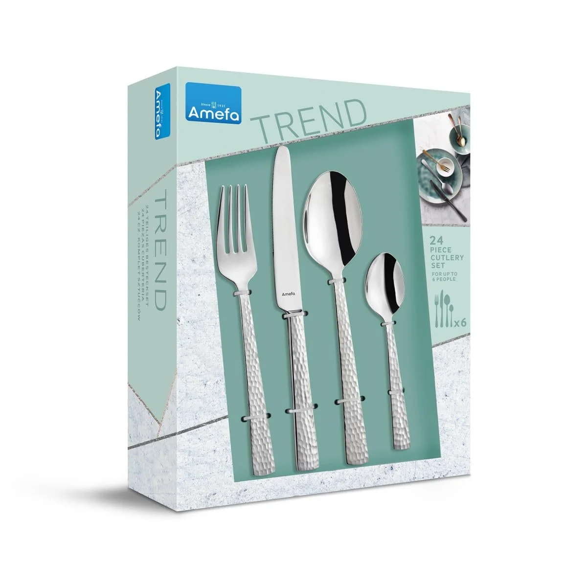 Набір столових приборів Amefa Felicity, 24 предмети, на 6 персон, нержавіюча сталь 18/0, фото №3 Набір столових приборів Amefa Felicity, 24 предмети, на 6 персон, нержавіюча сталь 18/0, фото №3