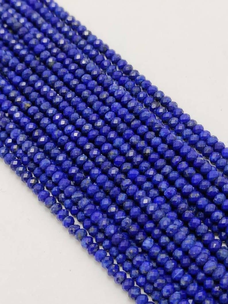Бусины из натурального лазурита, ограненные, рондель, 3,5 мм, нить длиной 33 см, для ожерелья и браслета, фото №6