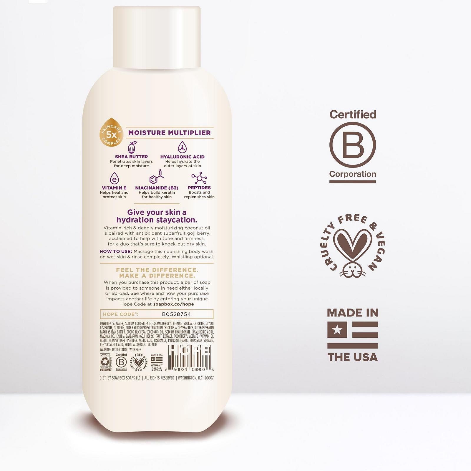 Гель для душу Soapbox Coconut & Goji Berry З маслом ши Веганський Набір з 2 шт по 20 унцій, фото №6