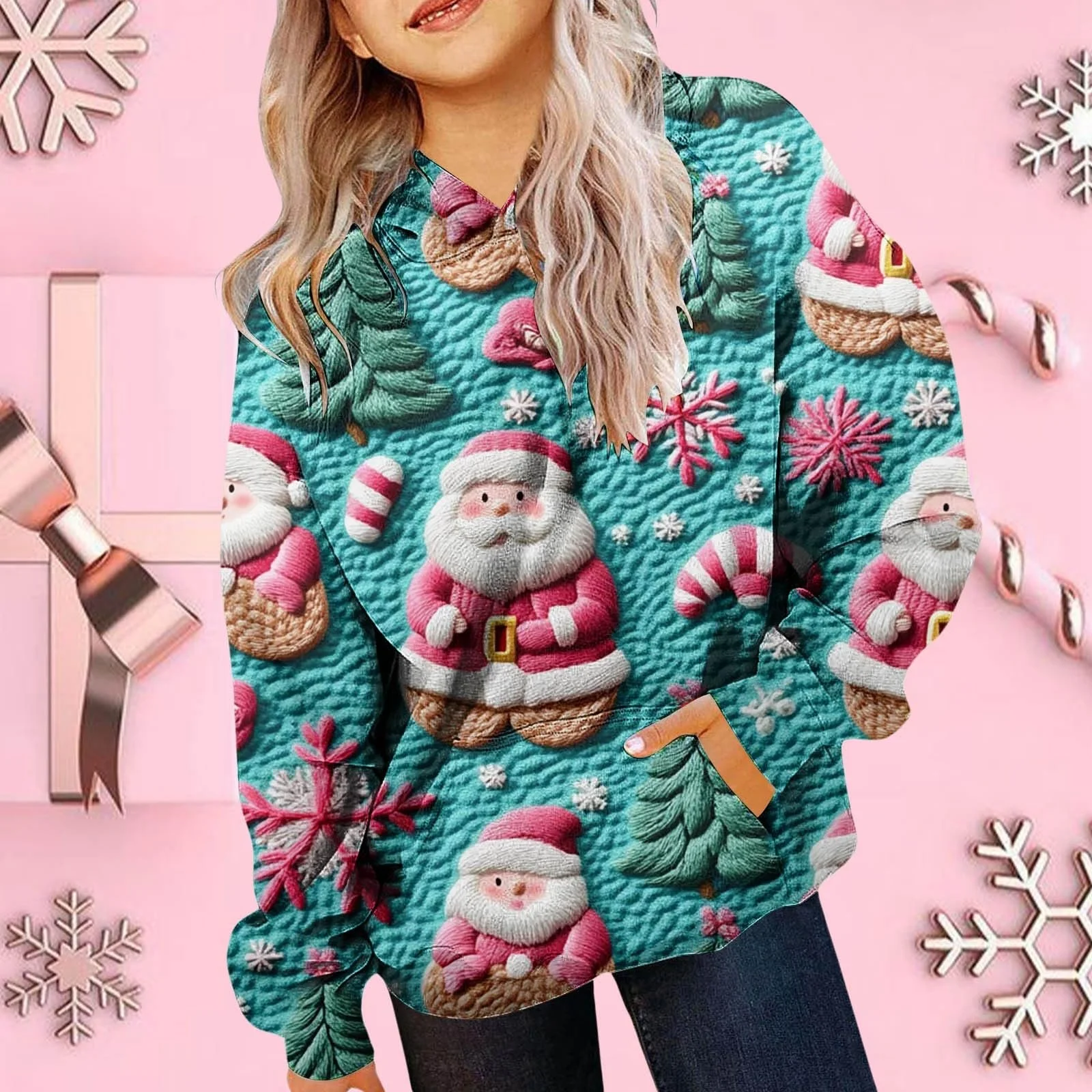 Джемпер Детский Рождественский, Толстовка для Девочек с Длинными Рукавами, Мягкий Свитшот с Рождественским Принтом, Милый Пуловер, Одежда для Девочек, фото №3