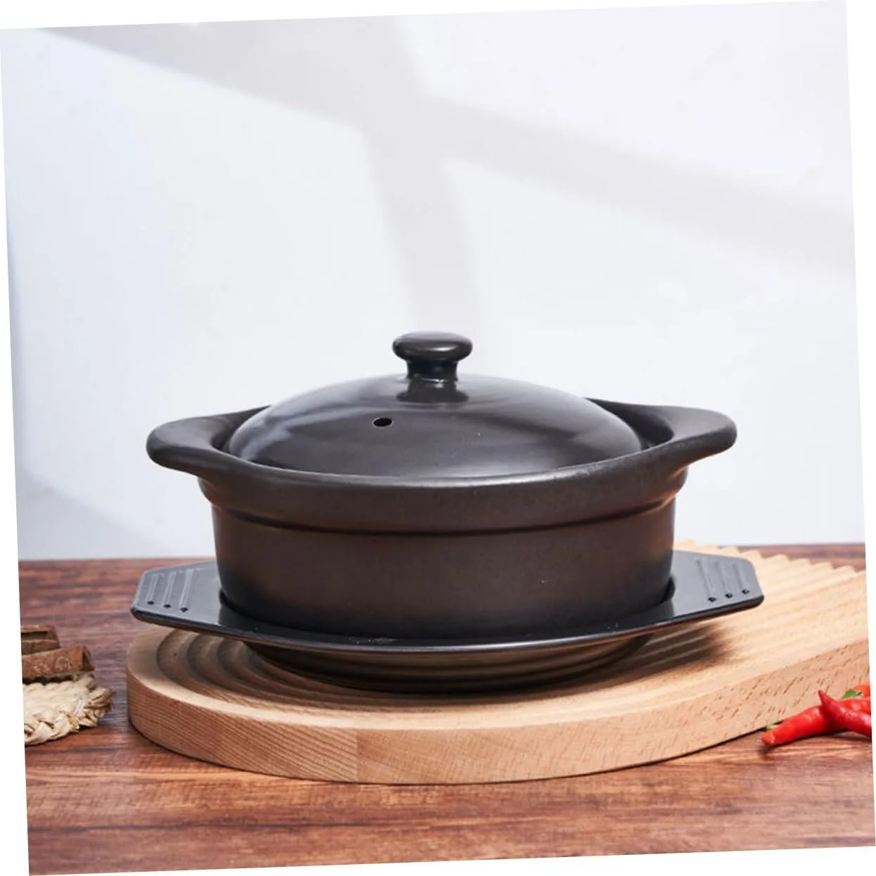 Керамическая кастрюля с крышкой 1.26 л с двойной ручкой антипригарная термостойкая, фото №5