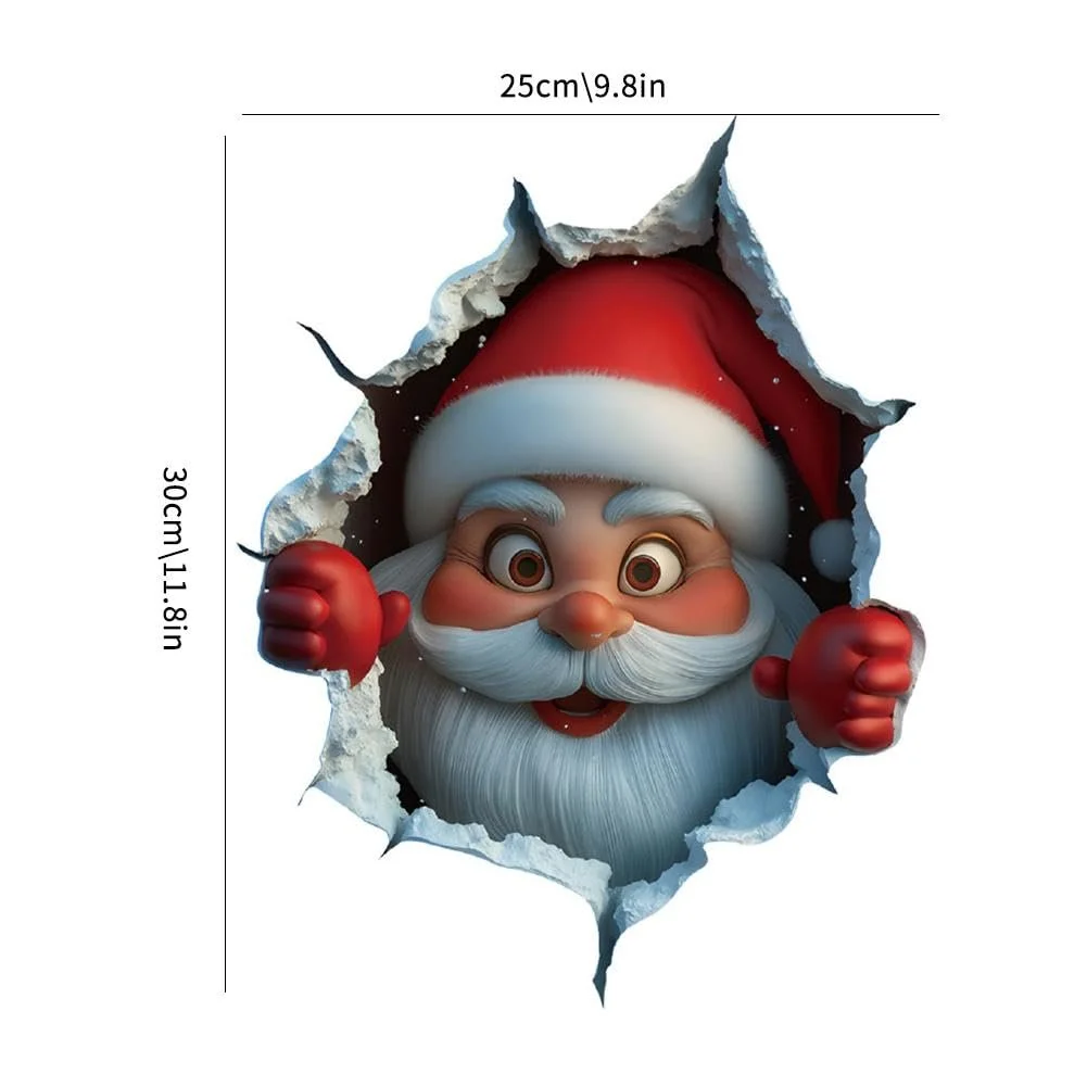 Наклейка на стіну 3D Різдвяна Санта-Клаус Сніговик Пряниковий чоловічок Червона 1 шт., фото №6
