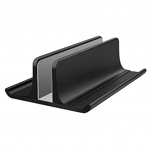 Подставка для ноутбука алюминиевая вертикальная. Охлаждающая подставка изготовлена ​​из нержавеющего алюминия с нескользящими силиконовыми накладками для стабильного рассеивания тепла и надежного удержания на столе. - Фото 1