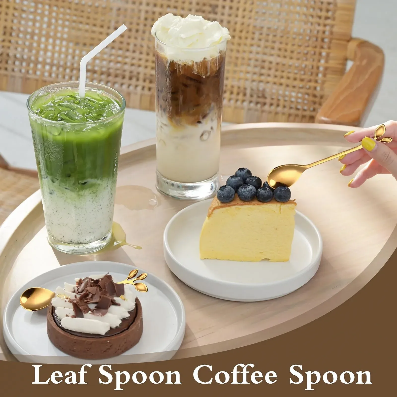 Ложка Кавова з нержавіючої сталі Лист, Паковання 12 штук, Форма Листка, фото №5