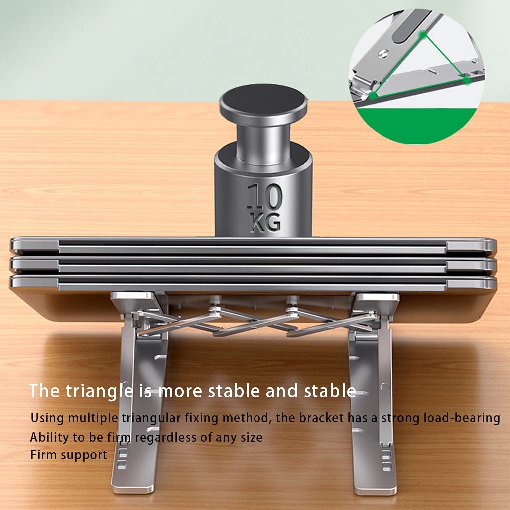 Підставка для ноутбука Алюмінієвий сплав складаний тримач для планшета охолоджуюча регулювання для 10-17 3-дюймів, фото №6 Підставка для ноутбука Алюмінієвий сплав складаний тримач для планшета охолоджуюча регулювання для 10-17 3-дюймів, фото №6