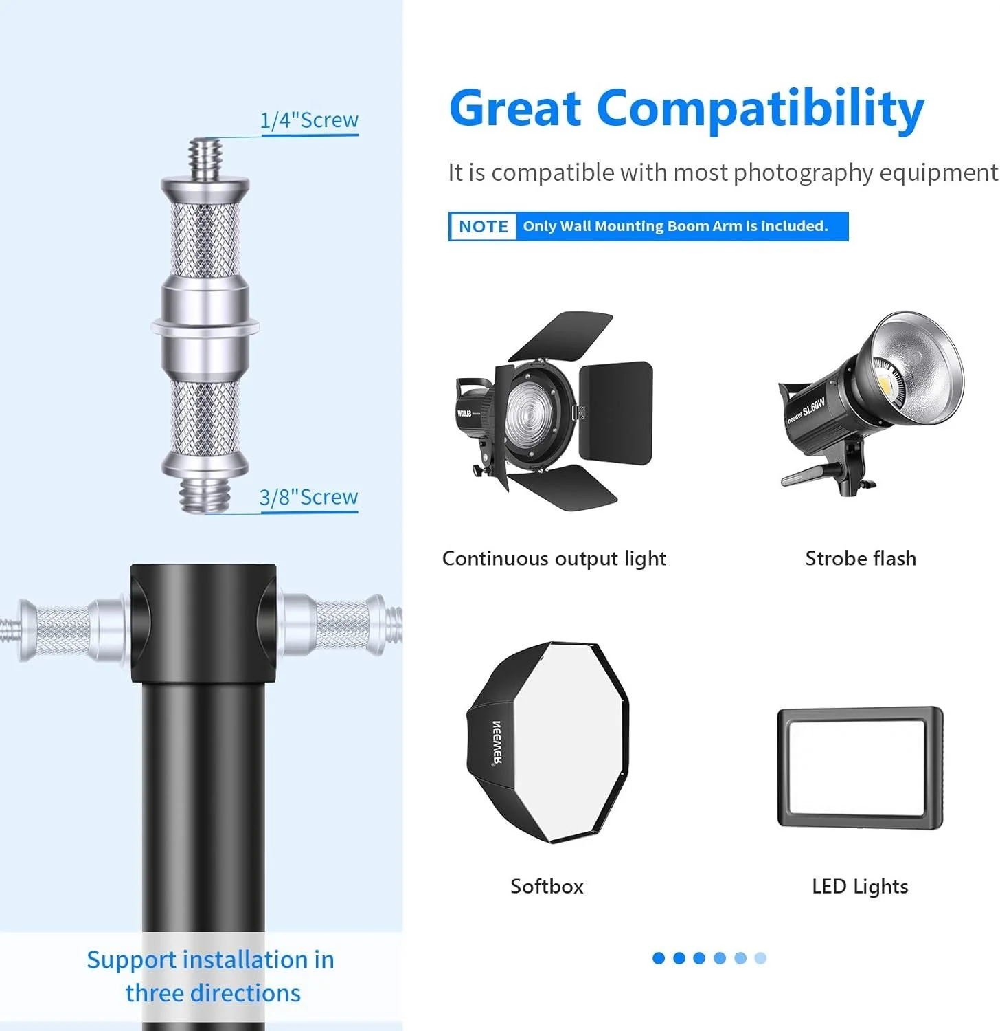 Настінне кріплення Neewer ST-WM130 Чорний, фото №3