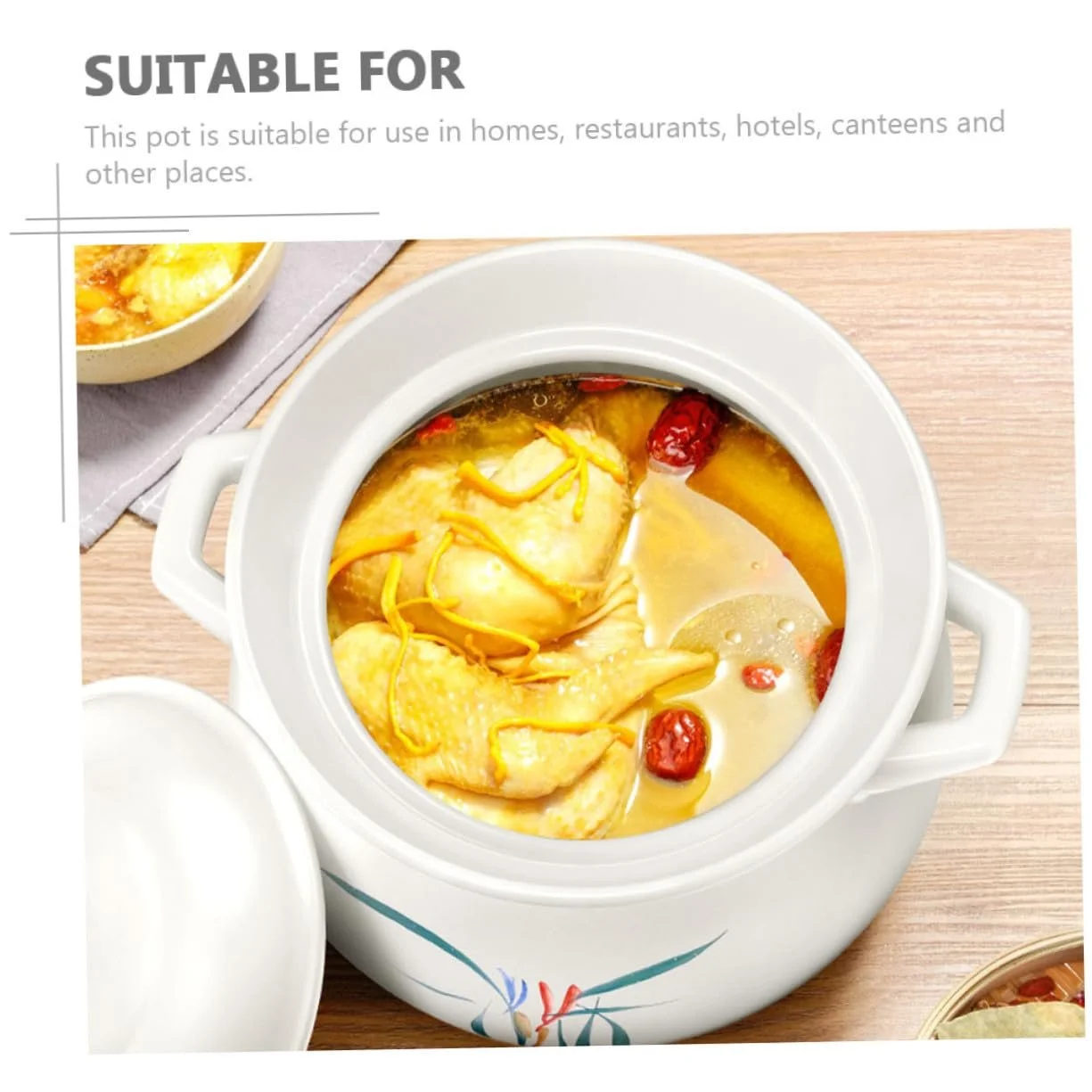 Кастрюля для супа Керамическая 2 л Термостойкая с нескользящей ручкой, фото №8