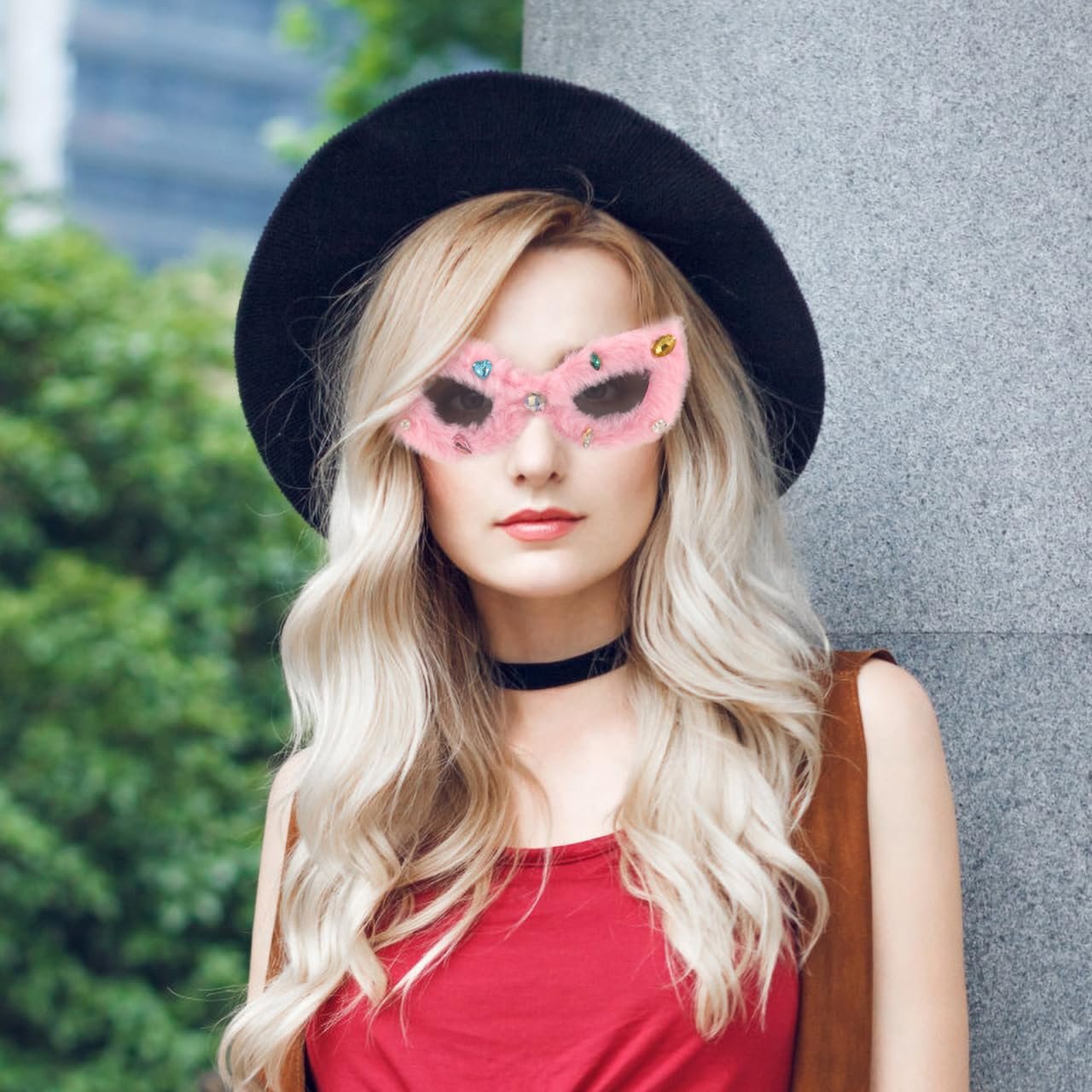 Смішні сонцезахисні окуляри Білі Плюшеві CALLARON для Жінок, фото №4