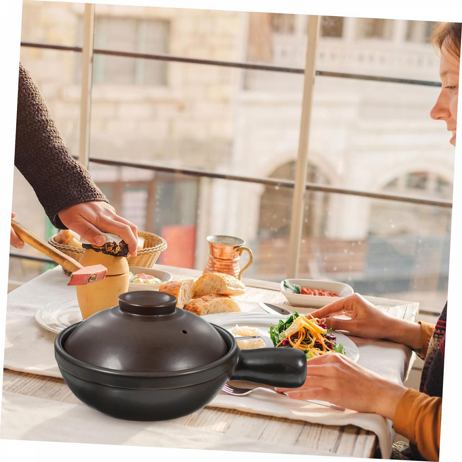 Кастрюля с крышкой керамическая для индукционных плит многофункциональная, фото №4