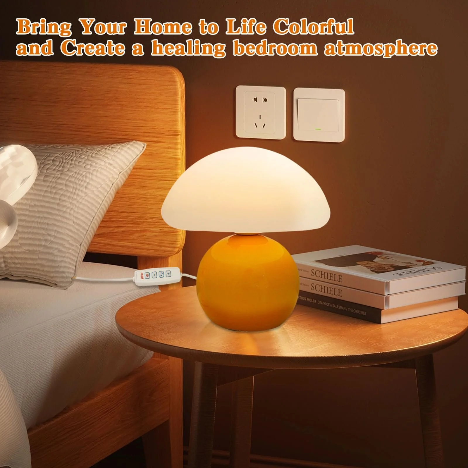 Настільна лампа Mushroom LED Керамічна Регульована Помаранчевий, фото №6