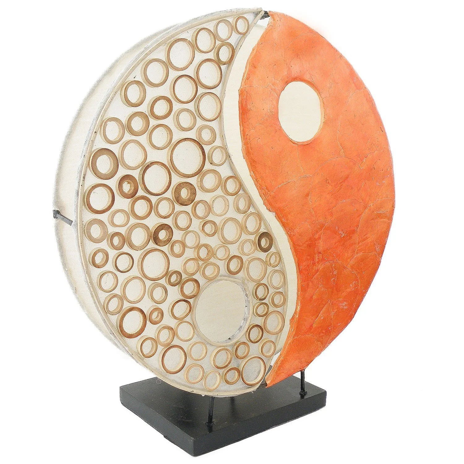 Декоративна лампа Ying Yang Round натуральні матеріали 30 см помаранчева, фото №2
