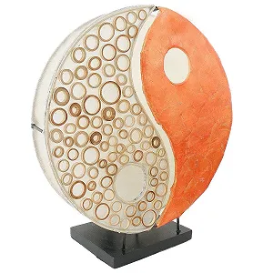 Декоративна лампа Ying Yang Round натуральні матеріали 30 см помаранчева synthetic.ua - Фото 1