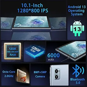 Планшет 10.1" Oangcc A15 6+6/128Gb 8 ядер Android 13 6000mAh Блакитний ціна на synthetic.ua - Фото 1 Планшет 10.1" Oangcc A15 6+6/128Gb 8 ядер Android 13 6000mAh Блакитний synthetic.ua - Фото 1