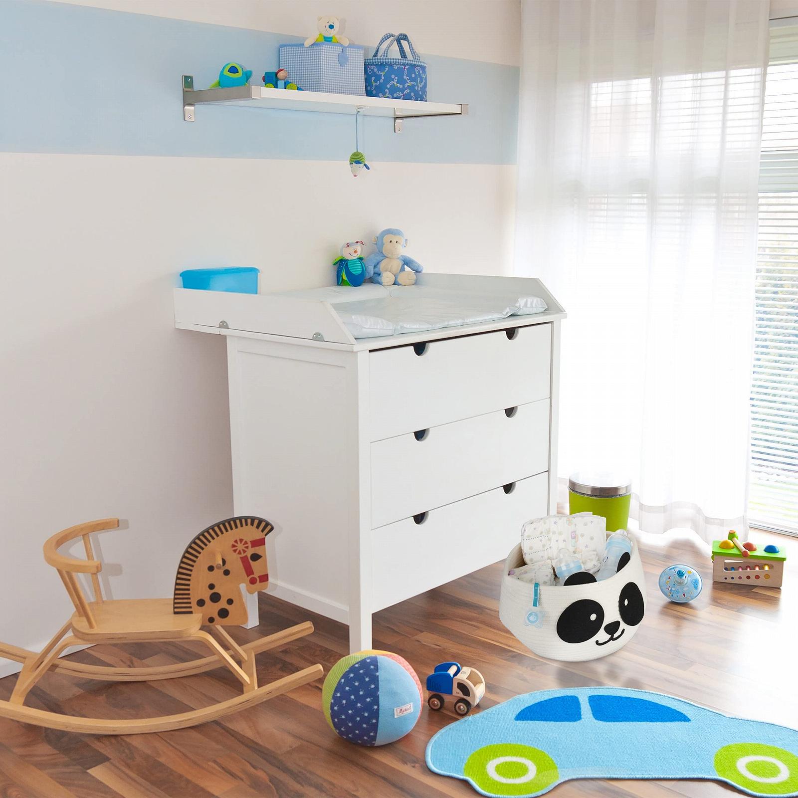 Корзина для хранения Panda Relaxdays, 24,5 x 35 см, для игрушек для детской комнаты, белая/черная, фото №2