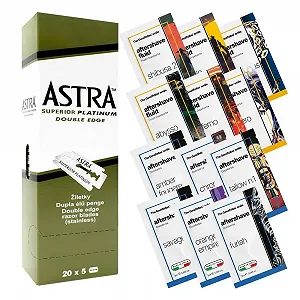 Набор лезвий для бритья The Goodfellas' smile Astra Platinum 100 шт. и пробники средств после бритья 12 шт. - Фото 1
