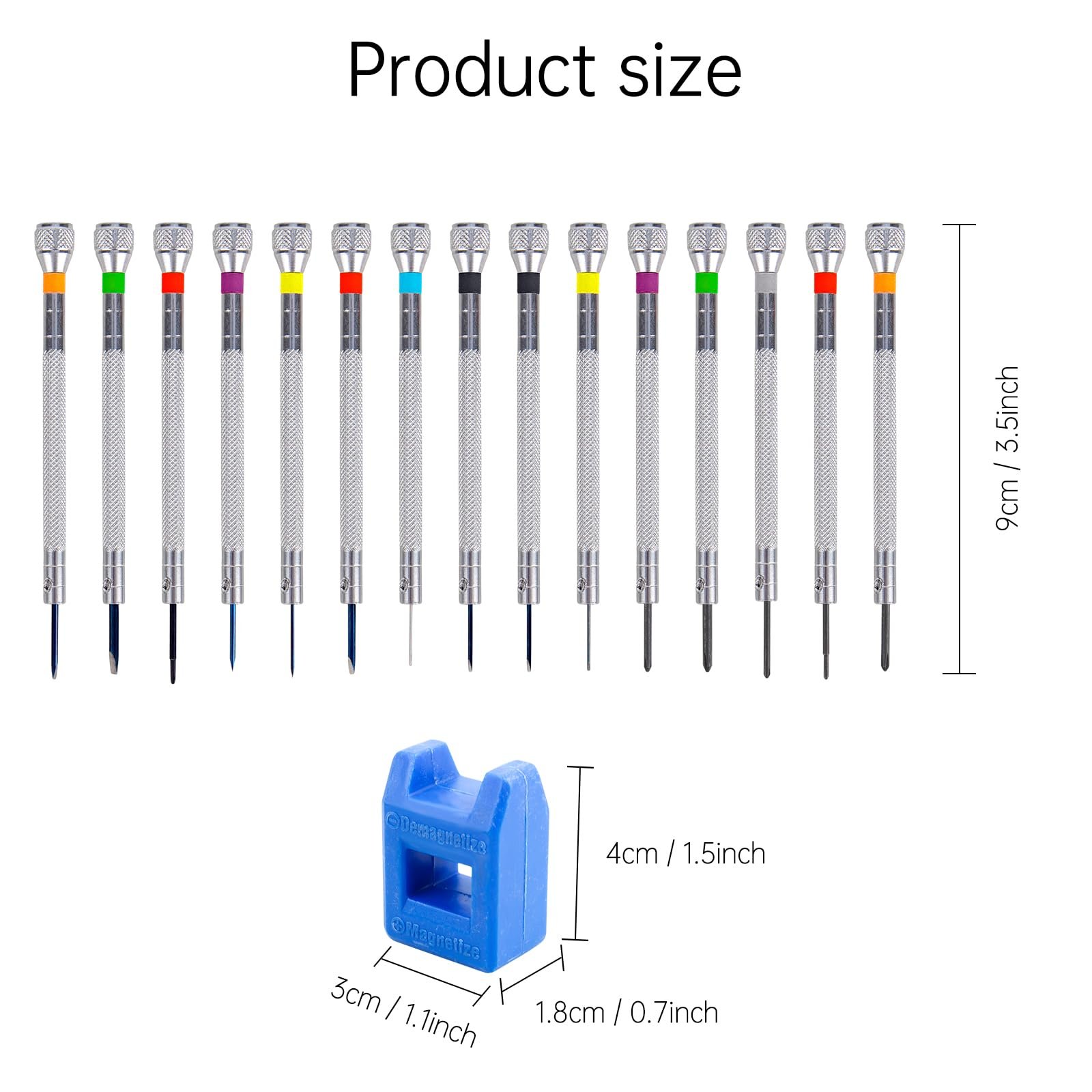 Набір годинникових викруток 13 шт Precision з ремагнітизатором 0.6 мм - 2.0 мм з 13 запасними лезами, фото №2 Набір годинникових викруток 13 шт Precision з ремагнітизатором 0.6 мм - 2.0 мм з 13 запасними лезами, фото №2