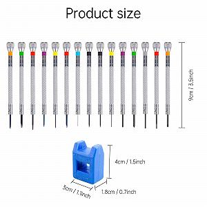 Набір годинникових викруток 13 шт Precision з ремагнітизатором 0.6 мм - 2.0 мм з 13 запасними лезами synthetic.ua - Фото 1