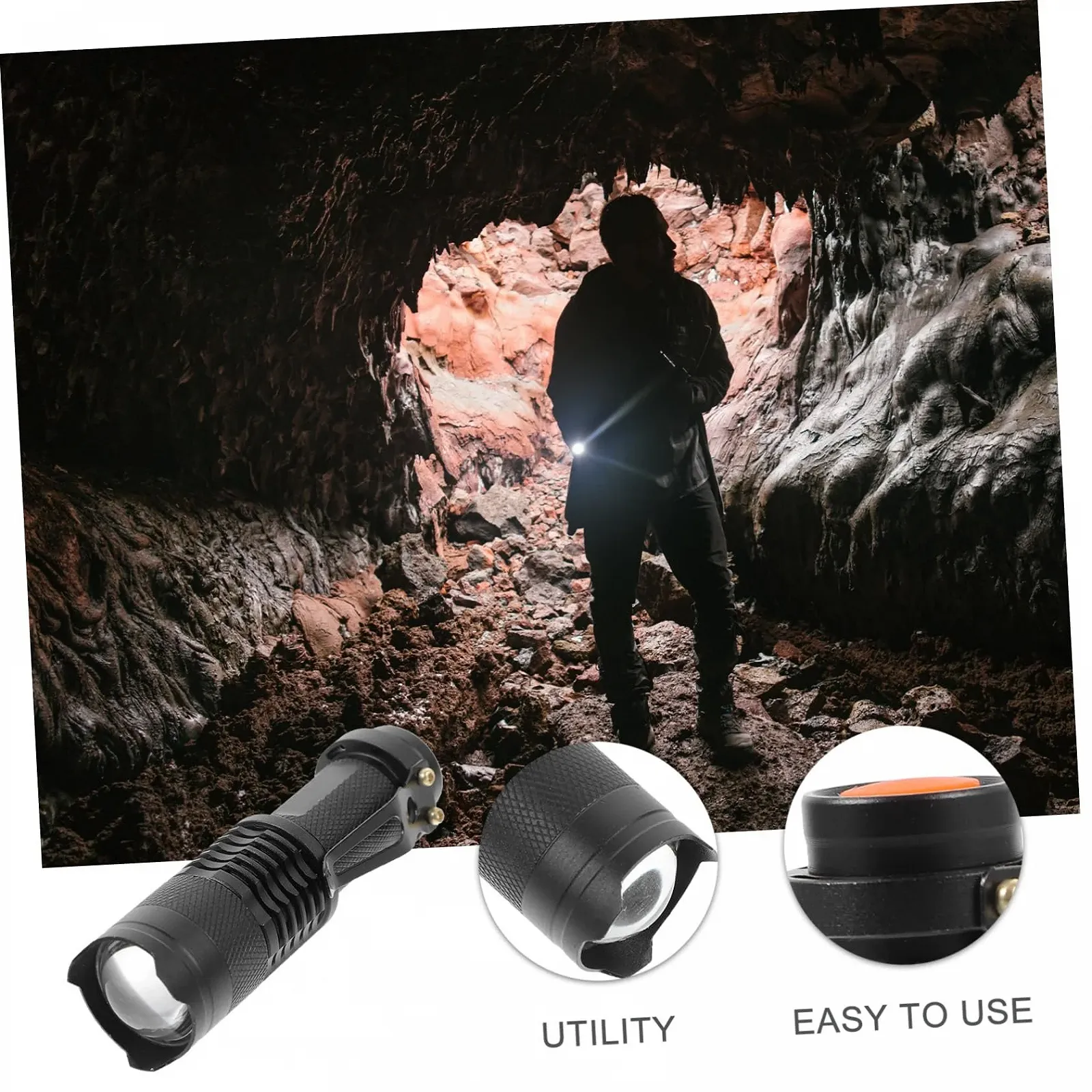 Ліхтар UPKOCH Кемпінговий 3 режими Міні ліхтар З зумом Портативний для активного відпочинку Алюмінієвий сплав, фото №8 Ліхтар UPKOCH Кемпінговий 3 режими Міні ліхтар З зумом Портативний для активного відпочинку Алюмінієвий сплав, фото №8