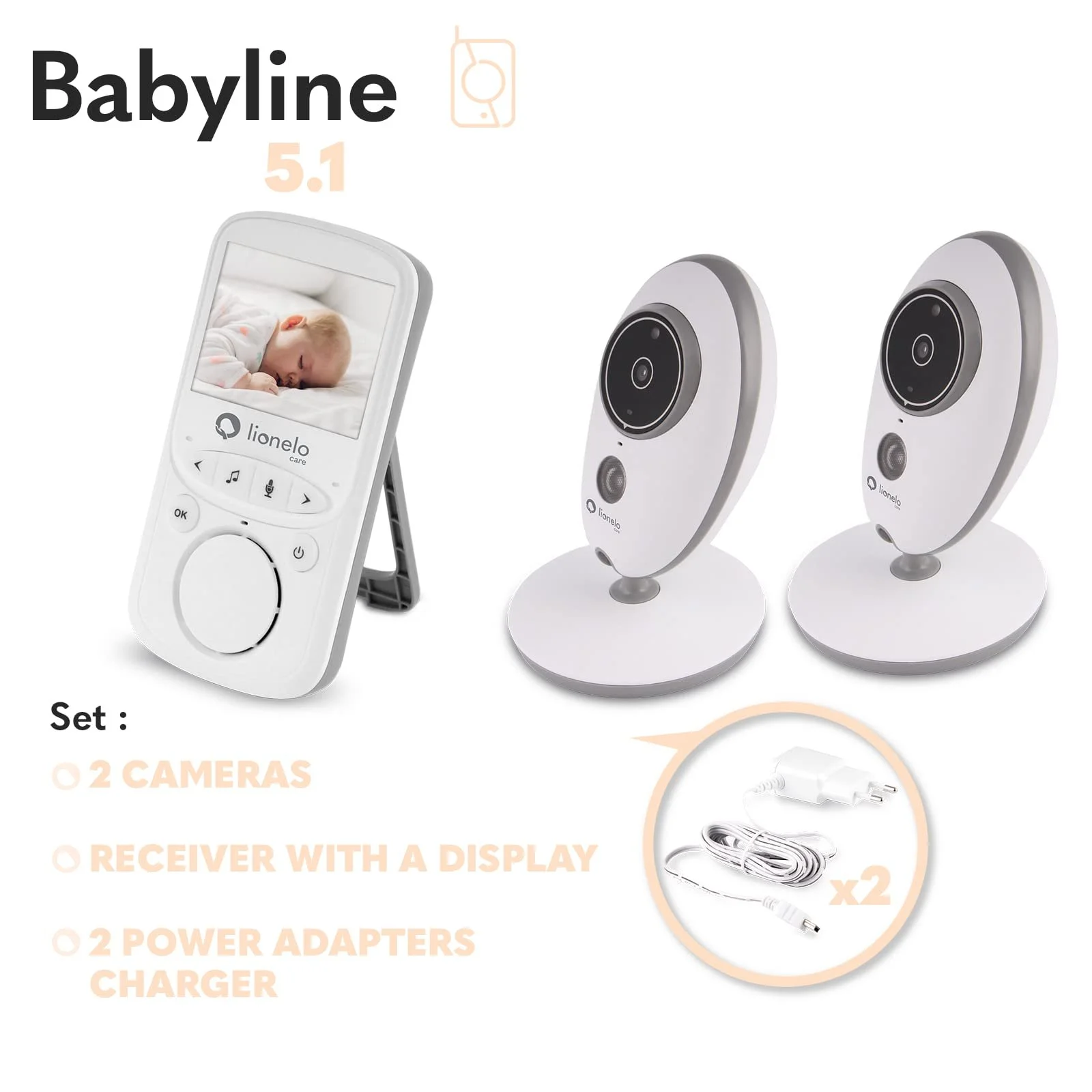 Відеоняня Lionelo Babyline 5.1 300 м 2 Cameras Night Mode VOX, фото №9 Відеоняня Lionelo Babyline 5.1 300 м 2 Cameras Night Mode VOX, фото №9