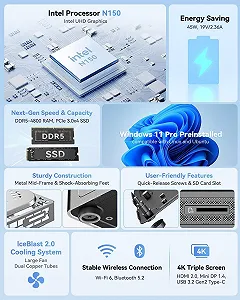 Міні ПК GEEKOM Air12 Intel N150 / RAM 16GB / SSD 512GB / Intel UHD Graphics / HDMI / Wi-Fi 6 / Bluetooth 5.2 / Windows 11 / Сірий synthetic.ua - Фото 1