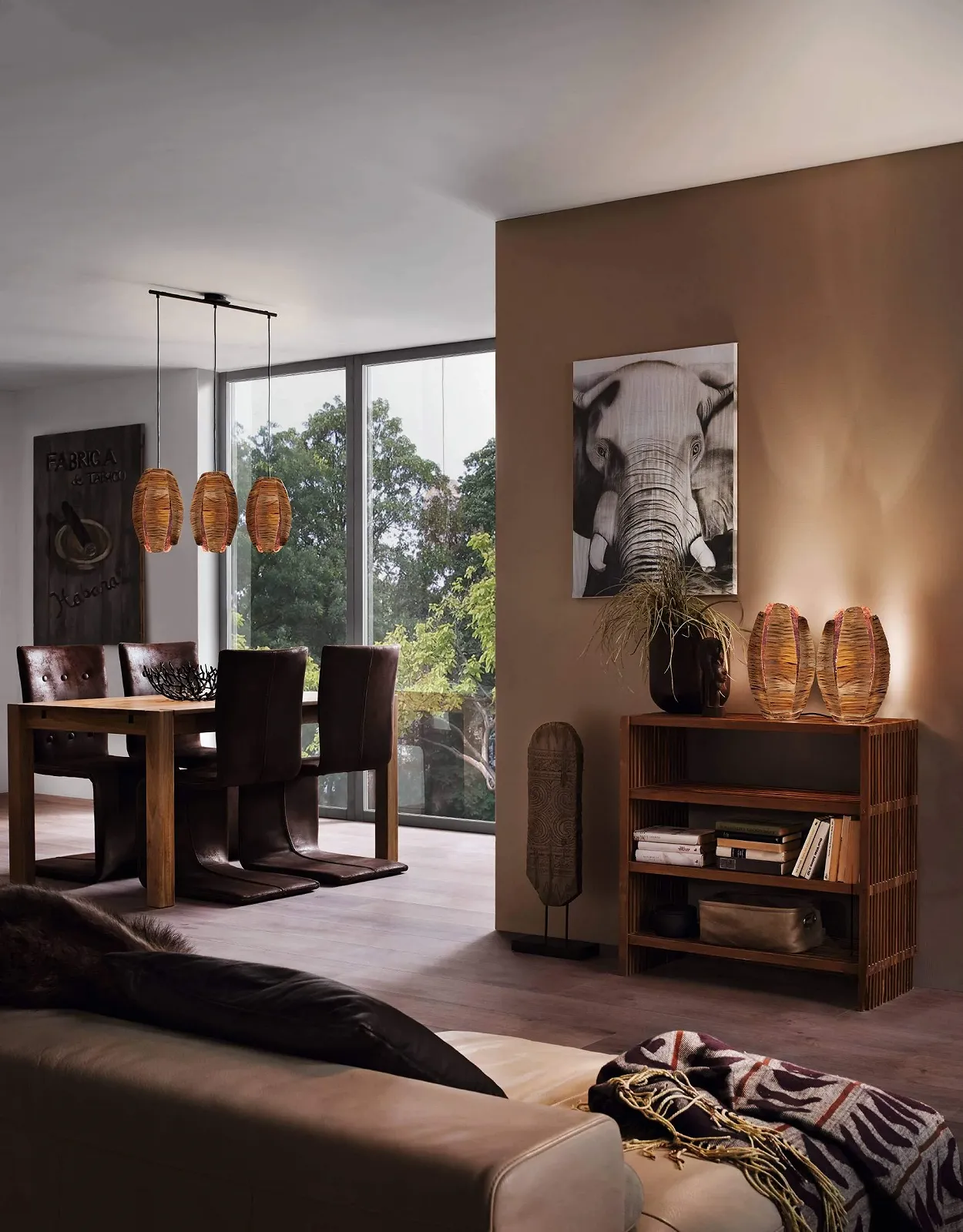 Настільна лампа EGLO Mongu 1 вінтажна рафія сталь натуральна чорна E27, фото №2