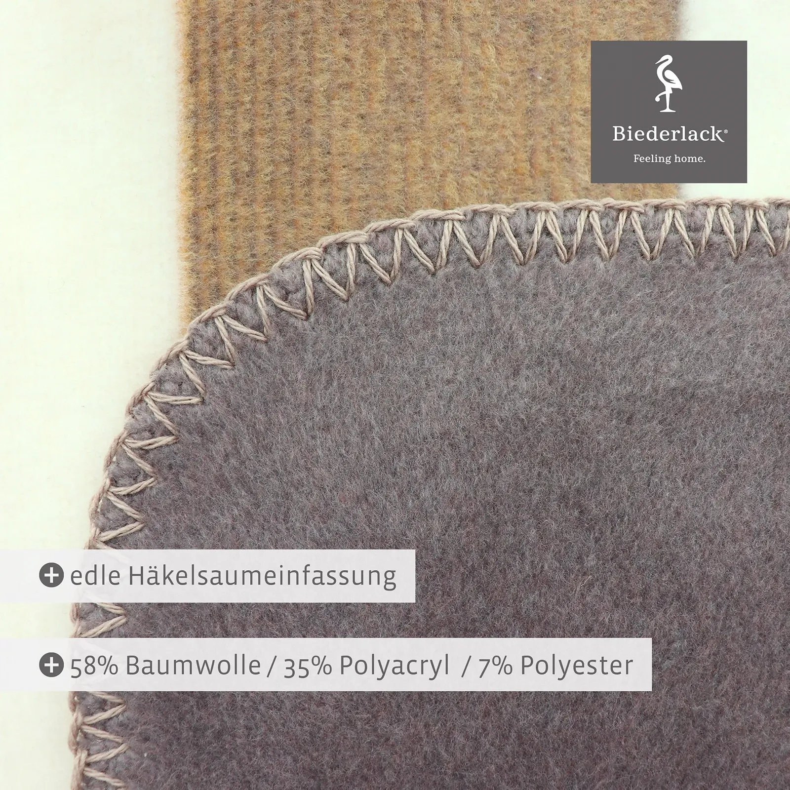 Плед Biederlack Soft Cuddly 'Natural Horizon' I Сделано в Германии I Полосатый плед в натуральных тонах I Покрывало 150 x 200 см I Плед для дивана из хлопка и полиакрила I Oeko-Tex Made in Green, фото №5