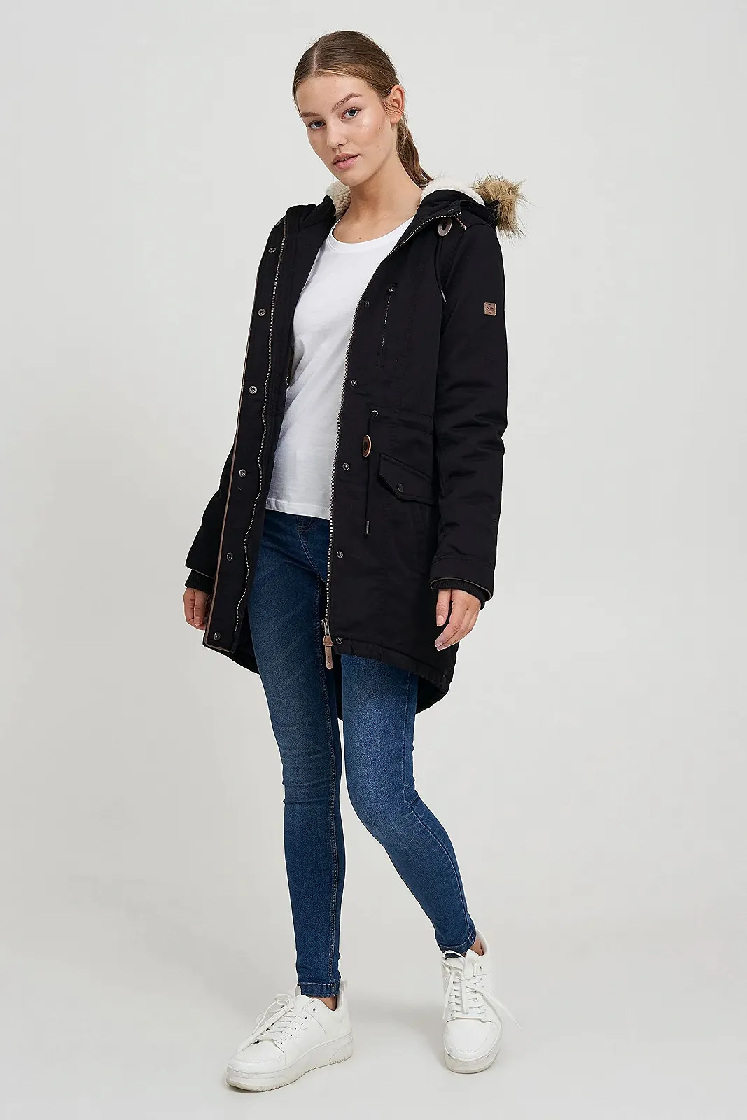 Пальто-парка OXMO OXAnna Жіноча Зимова з хутряним капюшоном та Teddy підкладкою, фото №2 Пальто-парка OXMO OXAnna Жіноча Зимова з хутряним капюшоном та Teddy підкладкою, фото №2
