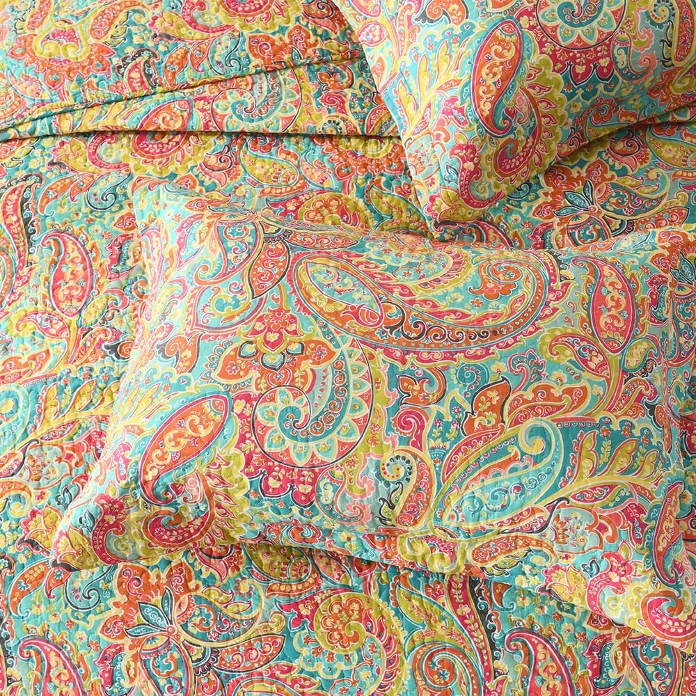 Покрывало Хлопок ENASAL Цветочный узор Пейсли 220 x 240 см с 2 наволочками, фото №4