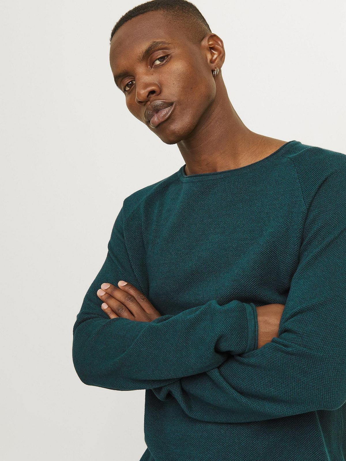 Джемпер JACK & JONES JJEHILL Чоловічий В'язаний З круглим вирізом Базовий З довгим рукавом Бавовняна сорочка, фото №7