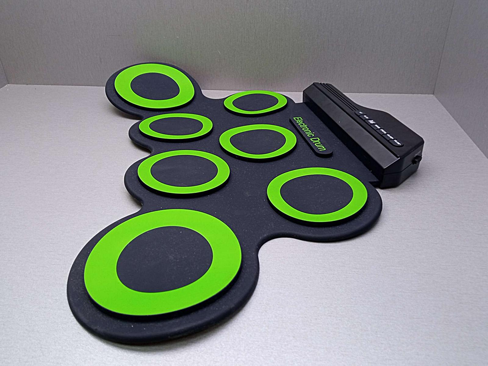 Музыкальные инструменты Барабаны электронные USB гибкие барабанная установка пэды G3002 Black-Green, фото №4