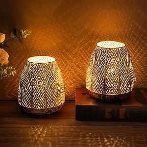 Настільна лампа JHY DESIGN Набір з 2 шт. Металева Бездротова На батарейках 17 см Сферична Золотистий та сріблястий synthetic.ua - Фото 1