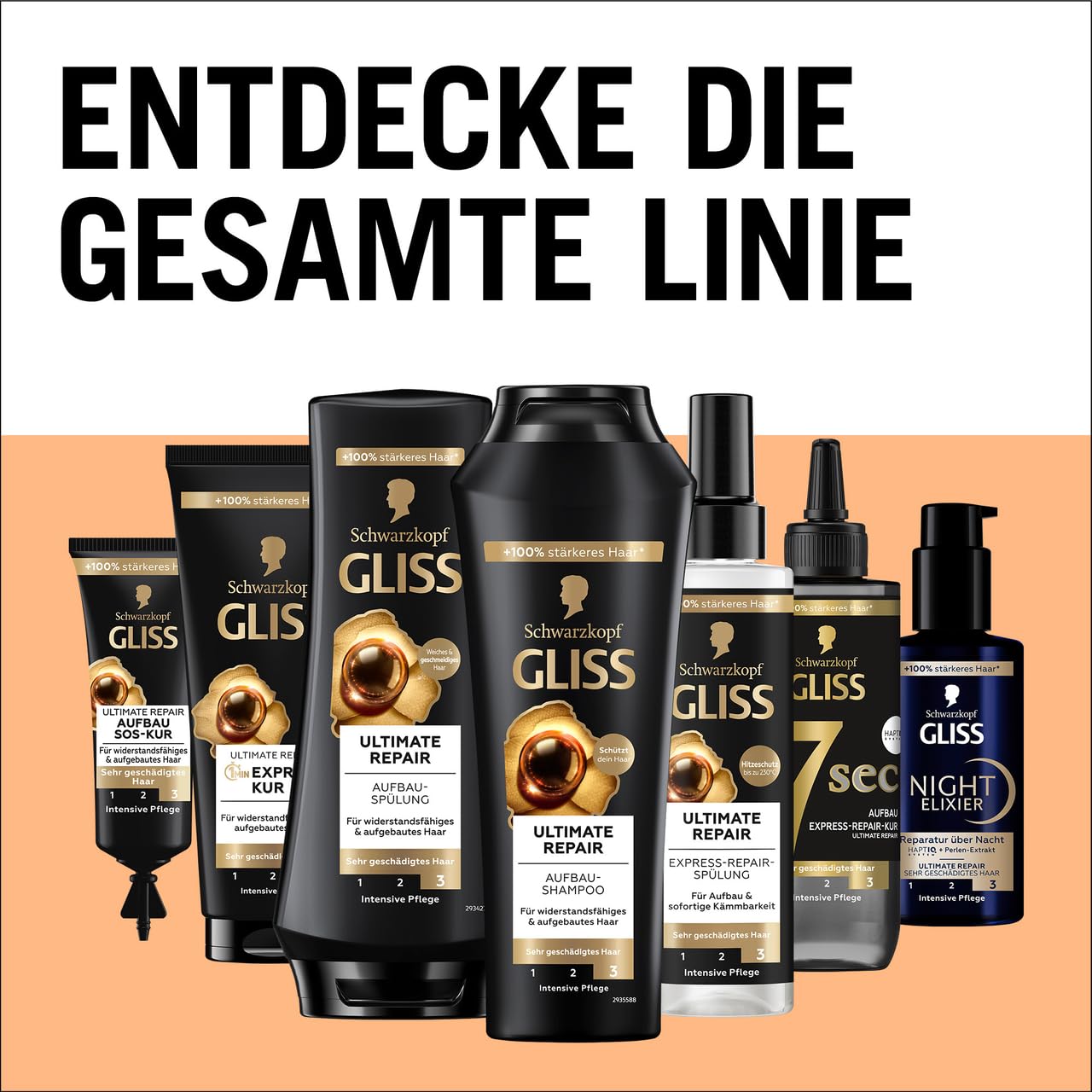 Шампунь Gliss Ultimate Repair с жидким кератином и экстрактом жемчуга для сильно поврежденных и сухих волос, фото №8