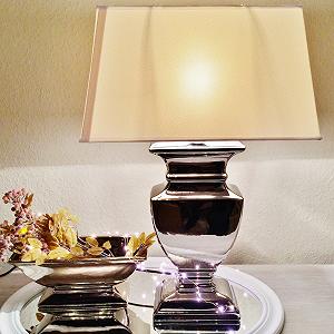 Настільна лампа DRULINE Silver Lady 59 см Shabby Chic керамічна сріблястий/білий synthetic.ua - Фото 1