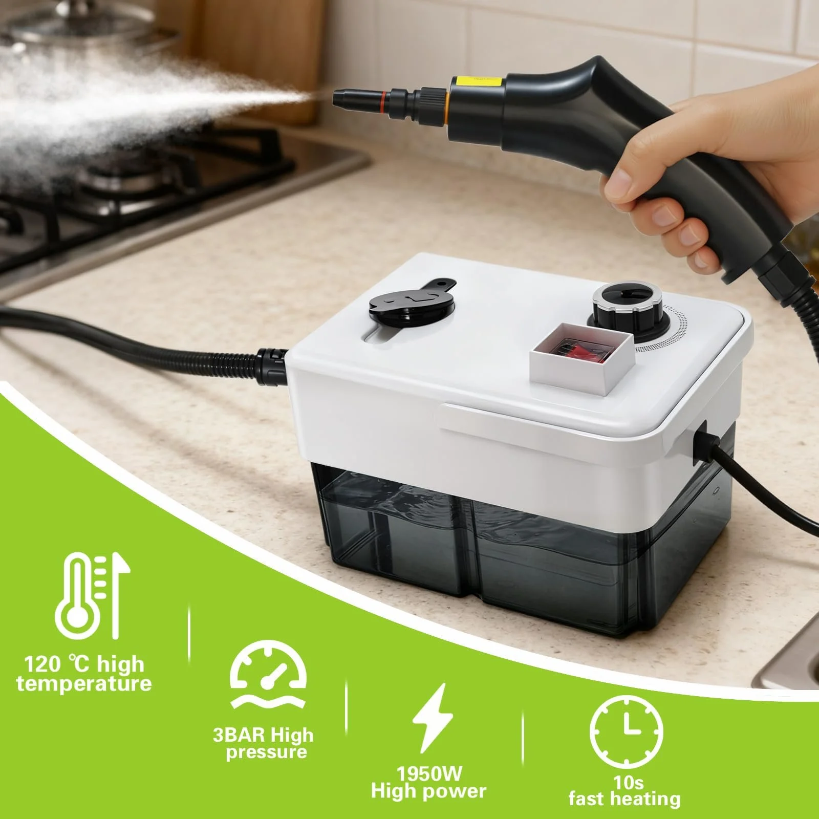 Ручний пароочисник 1950 Вт 3 бар 1600 мл, фото №3