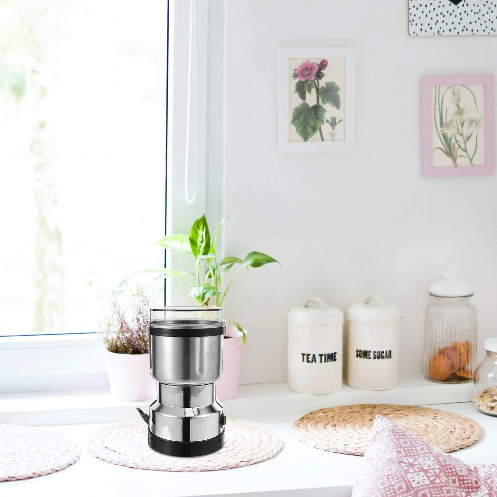 Электрическая кофемолка, нержавеющая сталь, мини, портативная для дома, путешествий, офиса и небольших кухонь, для эспрессо, фото №5