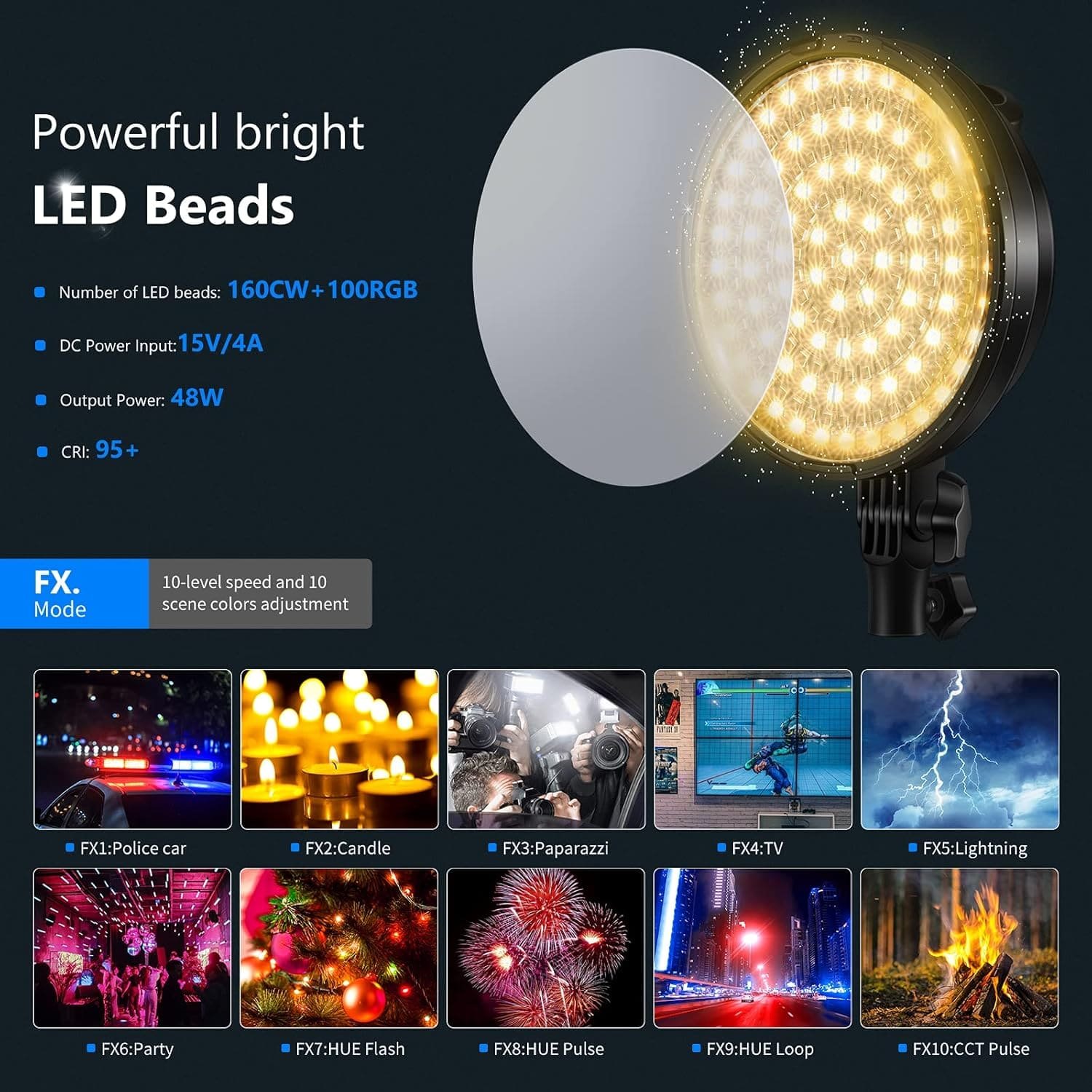 Комплект студійного освітлення Neewer RGB LED Softbox NW48-RGB Чорний, фото №4