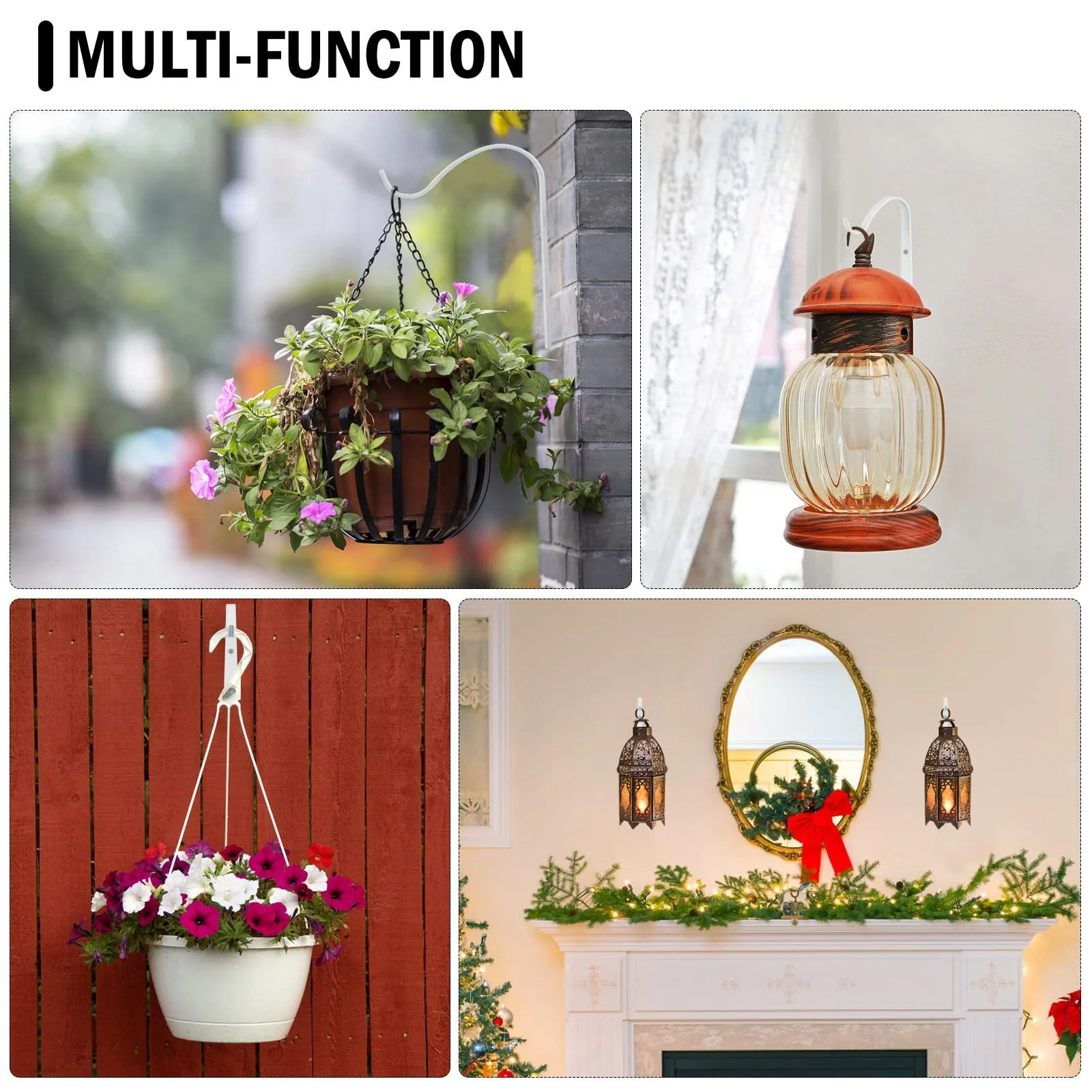 Держатели для подвесных корзин 4 шт. настенные железные крючки для вазонов и фонарей, фото №3