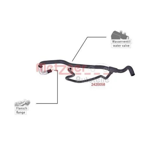 Шланг радиатора METZGER 2420058 для FORD, для автомобилей без кондиционера, фото №2 Шланг радиатора METZGER 2420058 для FORD, для автомобилей без кондиционера, фото №2