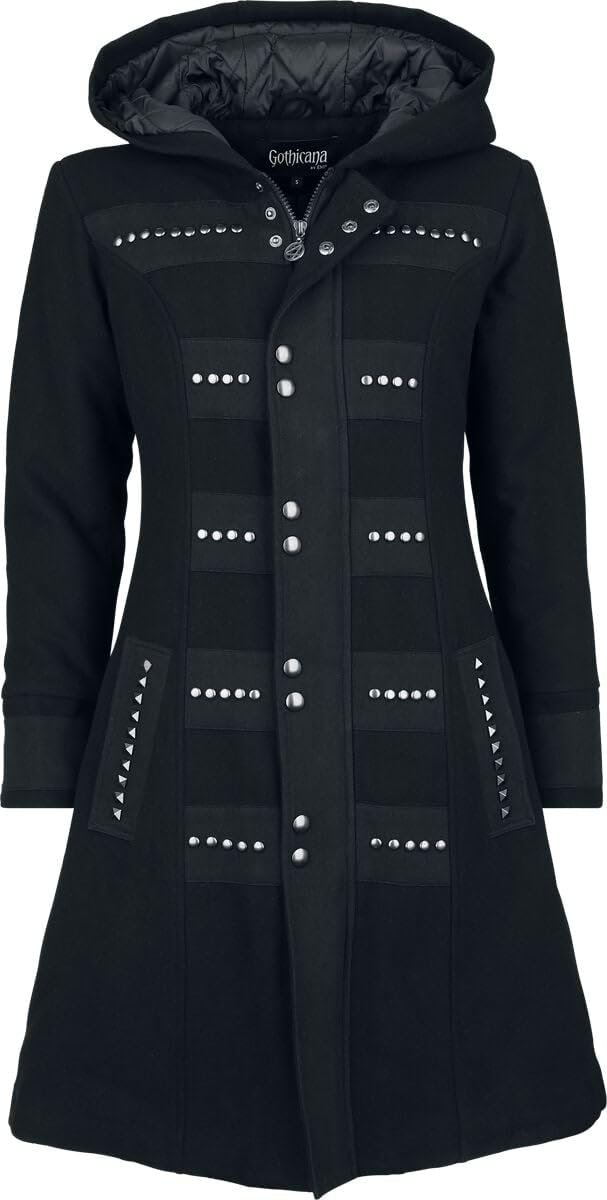 Пальто з капюшоном Gothicana by EMP Чорний, фото №1 Пальто з капюшоном Gothicana by EMP Чорний, фото №1