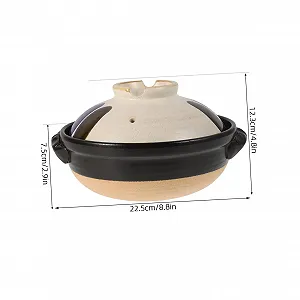 Кастрюля керамическая LIFKOME Vintage Japanese Dutch Oven с крышкой и двойными ручками synthetic.ua - Фото 1