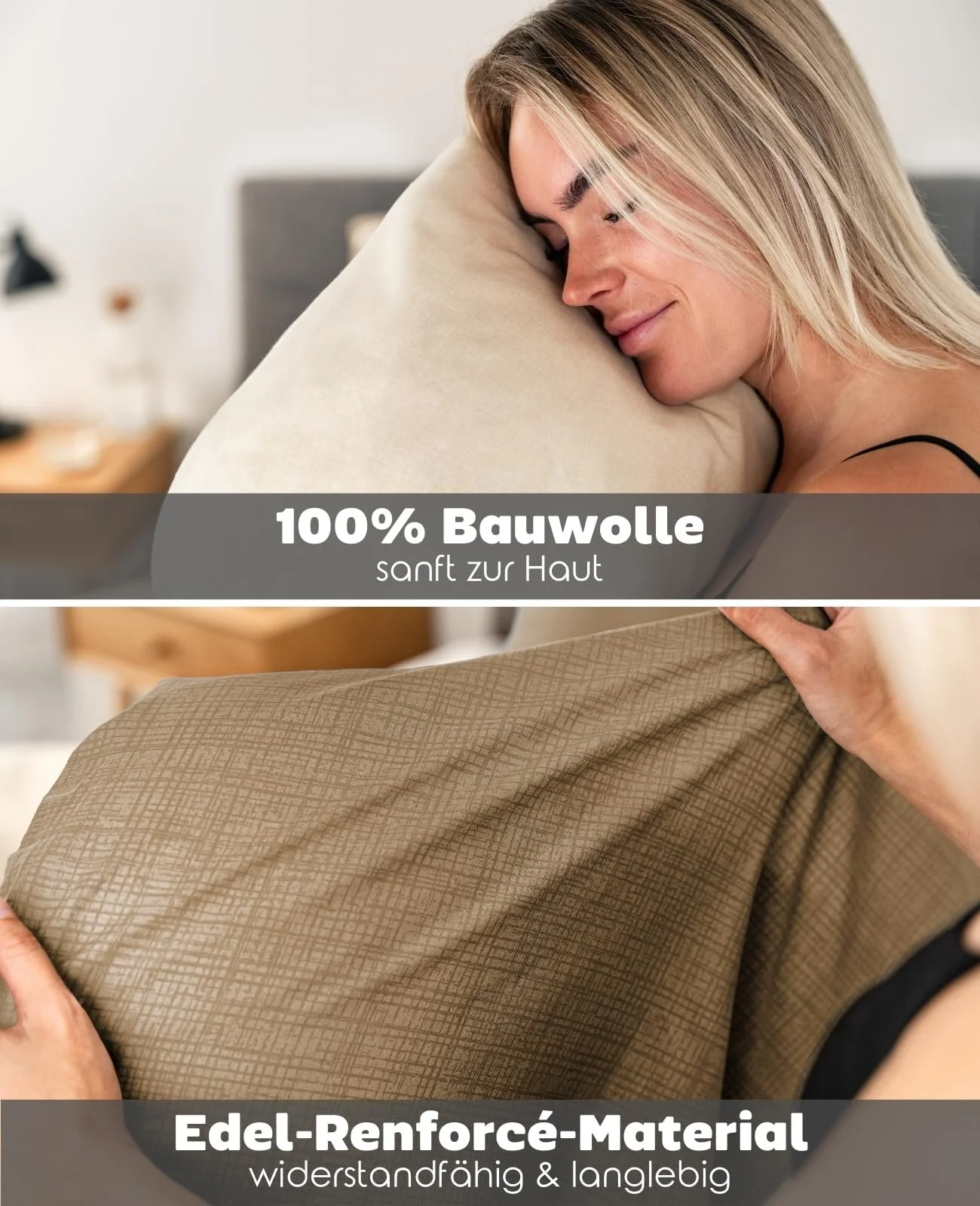 Постільна білизна lionto dibea Renforcé двостороння 135 x 200 см 100% бавовна 2 предмети Oeko-Tex, фото №4