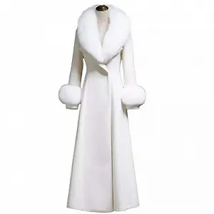 Вовняне пальто Alloaone жіноче осіннє з хутряним коміром тепле довге модне зимове synthetic.ua - Фото 1