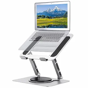 Підставка для ноутбука з регулюванням висоти та обертовою на 360 базою, складана, стабільна, вентильована та ергономічна, сумісна з усіма ноутбуками 10-17 дюймів - Фото 1