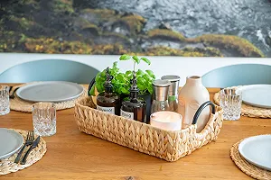 Піднос Decorasian Плетений з водяного гіацинту Прямокутний з ручками ціна на synthetic.ua - Фото 1 Піднос Decorasian Плетений з водяного гіацинту Прямокутний з ручками synthetic.ua - Фото 1