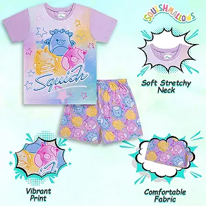 Пижама Squishmallows Squish Squad с шортами для девочек synthetic.ua - Фото 1